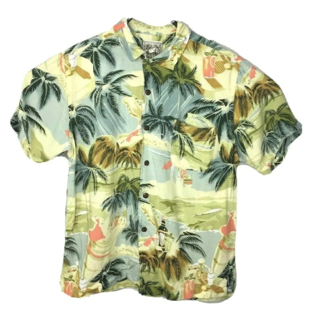 Mens Steve & Barrys Hawaiian Shirt Palm Trees Sz M